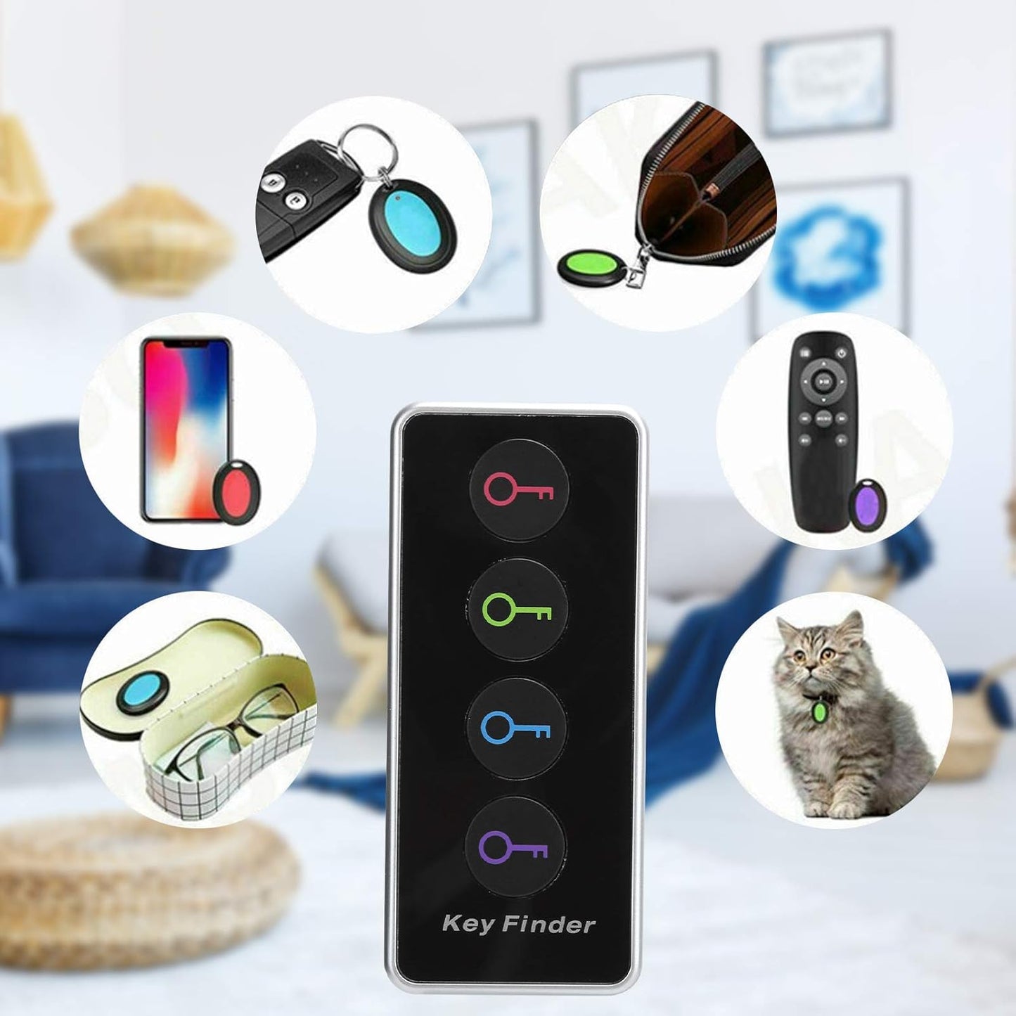 BEZPRZEWODOWY LOKALIZATOR FINDSY  - KEYFINDER - ZESTAW - 4 SZTUKI Z PILOTEM